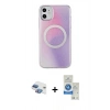 MARSİLYAN™- iPhone 11 Kılıf Pusula Form - Şeffaf Royal Nano Ekran Koruyucu + Pers Alüminyum Kamera Lens - GI