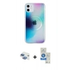 MARSİLYAN™- iPhone 11 Kılıf Pusula Form - Şeffaf Royal Nano Ekran Koruyucu + Pers Alüminyum Kamera Lens - GI