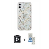 MARSİLYAN™- iPhone 11 Kılıf Pusula Form - Şeffaf Royal Nano Ekran Koruyucu + PVD Metal Kamera Lens - MI