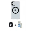MARSİLYAN™- iPhone 11 Kılıf Pusula Form - Şeffaf Royal Nano Ekran Koruyucu + PVD Metal Kamera Lens - MI