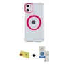MARSİLYAN™- iPhone 11 Kılıf Pusula Form - Şeffaf Royal Nano Ekran Koruyucu + Rainbow Kamera Lens Koruma Cam - KI