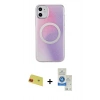 MARSİLYAN™- iPhone 11 Kılıf Pusula Form - Şeffaf Royal Nano Ekran Koruyucu + Rainbow Kamera Lens Koruma Cam - KI