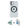 MARSİLYAN™- iPhone 11 Kılıf Pusula Form - Şeffaf Royal Nano Ekran Koruyucu + Raze Metal Kamera Lens - MI