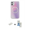 MARSİLYAN™- iPhone 11 Kılıf Pusula Form - Şeffaf Royal Nano Ekran Koruyucu + Renkli Kamera Lens Koruma Cam - SI