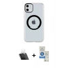 MARSİLYAN™- iPhone 11 Kılıf Pusula Form - Şeffaf Royal Nano Ekran Koruyucu + Şeffaf Kamera Lens Koruma Cam