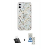 MARSİLYAN™- iPhone 11 Kılıf Pusula Form - Şeffaf Royal Nano Ekran Koruyucu + Şeffaf Kamera Lens Koruma Cam