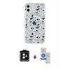 MARSİLYAN™- iPhone 11 Kılıf Pusula Form - Şeffaf Royal Nano Ekran Koruyucu + PVD Metal Kamera Lens - SH