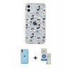 MARSİLYAN™- iPhone 11 Kılıf Pusula Form - Şeffaf Royal Nano Ekran Koruyucu + Neon Fosforlu Kamera Lens - TU