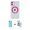 MARSİLYAN™- iPhone 11 Kılıf Pusula Form - Şeffaf Royal Nano Ekran Koruyucu + Neon Fosforlu Kamera Lens - TU