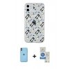 MARSİLYAN™- iPhone 11 Kılıf Pusula Form - Şeffaf Royal Nano Ekran Koruyucu + Neon Fosforlu Kamera Lens - TU