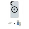 MARSİLYAN™- iPhone 11 Kılıf Pusula Form - Şeffaf Royal Nano Ekran Koruyucu + Renkli Kamera Lens Koruma Cam - TU