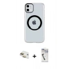 MARSİLYAN™- iPhone 11 Kılıf Pusula Form - Şeffaf Uv Polymer Nano Ekran Koruyucu + Pers Alüminyum Kamera Lens - GD