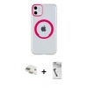MARSİLYAN™- iPhone 11 Kılıf Pusula Form - Şeffaf Uv Polymer Nano Ekran Koruyucu + Pers Alüminyum Kamera Lens - GD
