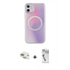 MARSİLYAN™- iPhone 11 Kılıf Pusula Form - Şeffaf Uv Polymer Nano Ekran Koruyucu + Pers Alüminyum Kamera Lens - GD