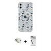 MARSİLYAN™- iPhone 11 Kılıf Pusula Form - Şeffaf Uv Polymer Nano Ekran Koruyucu + Pers Alüminyum Kamera Lens - GD