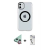 MARSİLYAN™- iPhone 11 Kılıf Pusula Form - Şeffaf Uv Polymer Nano Ekran Koruyucu + Raze Metal Kamera Lens - KI
