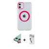 MARSİLYAN™- iPhone 11 Kılıf Pusula Form - Şeffaf Uv Polymer Nano Ekran Koruyucu + Raze Metal Kamera Lens - KI