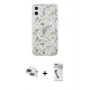 MARSİLYAN™- iPhone 11 Kılıf Pusula Form - Şeffaf Uv Polymer Nano Ekran Koruyucu + Lacivert Pers Alüminyum Kamera Lens