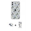 MARSİLYAN™- iPhone 11 Kılıf Pusula Form - Şeffaf Uv Polymer Nano Ekran Koruyucu + Lacivert Pers Alüminyum Kamera Lens