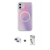 MARSİLYAN™- iPhone 11 Kılıf Pusula Form - Şeffaf Uv Polymer Nano Ekran Koruyucu + Lacivert Pers Alüminyum Kamera Lens