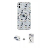 MARSİLYAN™- iPhone 11 Kılıf Pusula Form - Şeffaf Uv Polymer Nano Ekran Koruyucu + Lacivert Pers Alüminyum Kamera Lens