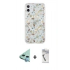 MARSİLYAN™- iPhone 11 Kılıf Pusula Form - Şeffaf Uv Polymer Nano Ekran Koruyucu + Mavi Raze Metal Kamera Lens