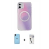 MARSİLYAN™- iPhone 11 Kılıf Pusula Form - Şeffaf Uv Polymer Nano Ekran Koruyucu + Neon Fosforlu Kamera Lens - TU