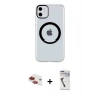MARSİLYAN™- iPhone 11 Kılıf Pusula Form - Şeffaf Uv Polymer Nano Ekran Koruyucu + Pers Alüminyum Kamera Lens - KI