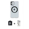 MARSİLYAN™- iPhone 11 Kılıf Pusula Form - Şeffaf Uv Polymer Nano Ekran Koruyucu + PVD Metal Kamera Lens - MI
