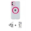 MARSİLYAN™- iPhone 11 Kılıf Pusula Form - Şeffaf Uv Polymer Nano Ekran Koruyucu + Raze Metal Kamera Lens - GS