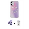 MARSİLYAN™- iPhone 11 Kılıf Pusula Form - Şeffaf Uv Polymer Nano Ekran Koruyucu + Raze Metal Kamera Lens - MR