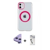 MARSİLYAN™- iPhone 11 Kılıf Pusula Form - Şeffaf Uv Polymer Nano Ekran Koruyucu + Raze Metal Kamera Lens - MR