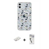 MARSİLYAN™- iPhone 11 Kılıf Pusula Form - Şeffaf Uv Polymer Nano Ekran Koruyucu + Renkli Kamera Lens Koruma Cam - PE