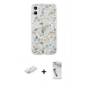 MARSİLYAN™- iPhone 11 Kılıf Pusula Form - Şeffaf Uv Polymer Nano Ekran Koruyucu + Renkli Kamera Lens Koruma Cam - PE