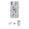 MARSİLYAN™- iPhone 11 Kılıf Pusula Form - Şeffaf Uv Polymer Nano Ekran Koruyucu + Renkli Kamera Lens Koruma Cam - TU