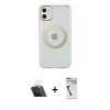 MARSİLYAN™- iPhone 11 Kılıf Pusula Form - Şeffaf Uv Polymer Nano Ekran Koruyucu + Kamera Lens Koruma Cam - SF