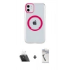 MARSİLYAN™- iPhone 11 Kılıf Pusula Form - Şeffaf Uv Polymer Nano Ekran Koruyucu + Kamera Lens Koruma Cam - SF