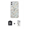 MARSİLYAN™- iPhone 11 Kılıf Pusula Form - Şeffaf Uv Polymer Nano Ekran Koruyucu + PVD Metal Kamera Lens - SH
