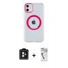 MARSİLYAN™- iPhone 11 Kılıf Pusula Form - Şeffaf Uv Polymer Nano Ekran Koruyucu + PVD Metal Kamera Lens - SH