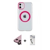 MARSİLYAN™- iPhone 11 Kılıf Pusula Form - Şeffaf Uv Polymer Nano Ekran Koruyucu + Siyah Raze Metal Kamera Lens