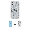 MARSİLYAN™- iPhone 11 Kılıf Pusula Form - Şeffaf Uv Polymer Nano Ekran Koruyucu + Neon Fosforlu Kamera Lens - YL