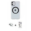 MARSİLYAN™- iPhone 11 Kılıf Pusula Form - Şeffaf Uv Polymer Nano Ekran Koruyucu + Pers Alüminyum Kamera Lens - YL