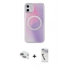 MARSİLYAN™- iPhone 11 Kılıf Pusula Form - Şeffaf Uv Polymer Nano Ekran Koruyucu + Pers Alüminyum Kamera Lens - YL