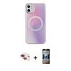 MARSİLYAN™- iPhone 11 Kılıf Pusula Form - Siyah 34D Hayalet Izgaralı Cam + Pers Alüminyum Kamera Lens - KI
