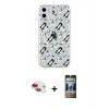 MARSİLYAN™- iPhone 11 Kılıf Pusula Form - Siyah 34D Hayalet Izgaralı Cam + Pers Alüminyum Kamera Lens - KI