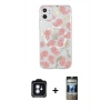 MARSİLYAN™- iPhone 11 Kılıf Pusula Form - Siyah 34D Hayalet Izgaralı Cam + PVD Metal Kamera Lens - MI