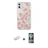 MARSİLYAN™- iPhone 11 Kılıf Pusula Form - Siyah 34D Hayalet Izgaralı Cam + Renkli Kamera Lens Koruma Cam - PE