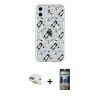 MARSİLYAN™- iPhone 11 Kılıf Pusula Form - Siyah 34D Hayalet Izgaralı Cam + Pers Alüminyum Kamera Lens - GD