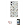 MARSİLYAN™- iPhone 11 Kılıf Pusula Form - Siyah 34D Hayalet Izgaralı Cam + Pers Alüminyum Kamera Lens - KI