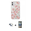 MARSİLYAN™- iPhone 11 Kılıf Pusula Form - Siyah 34D Hayalet Izgaralı Cam + Pers Alüminyum Kamera Lens - LT